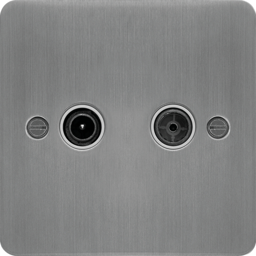 WFDXBSW TV & FM/DAB Outlet Brushed Steel White Insert
