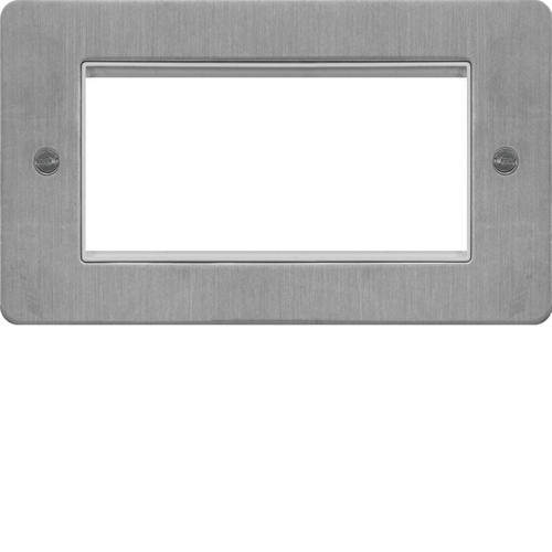WFP4EUBSW Euro Style Plate 4 Module  Brushed Steel White Insert