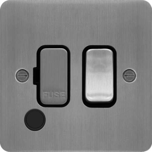 WFSSU83FOBSB 13A  FCU Switched with Flex Outlet Brushed Steel Black Insert