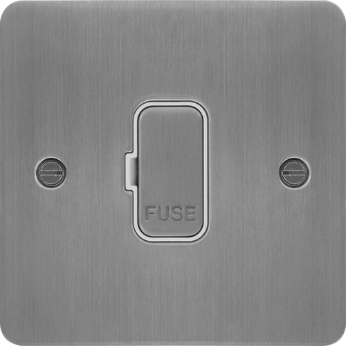 WFSU83BSW 13A FCU Unswitched Brushed Steel White Insert