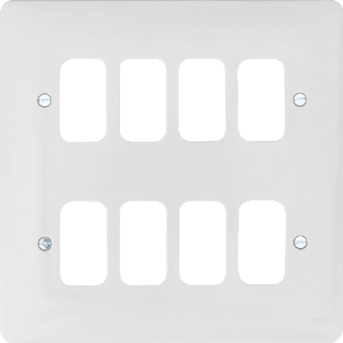 WMGP8 8 Gang White Moulded Grid Plate