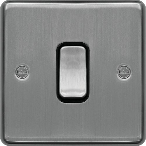 WRDP84BSB 20A Double Pole Switch Brushed Steel Black Insert