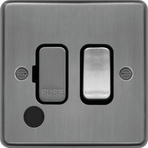 WRSSU83FOBSB 13A  FCU Switched with Flex Outlet Brushed Steel Black Insert