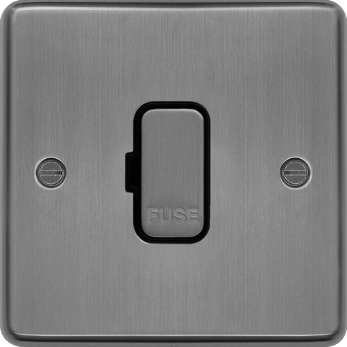WRSU83BSB 13A FCU Unswitched Brushed Steel Black Insert