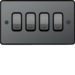WRPS42BNB 10AX 4 Gang 2 Way Wall Switch Black Nickel Black Insert