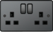 WRSS82BNB 13A 2 Gang Double Pole Switched Socket Black Nickel Black Insert