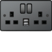 WRSS82BNB-USBS 13A 2 Gang Double Pole Switched Socket c/w Twin USB Ports Black Nickel Black