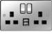 WRSS82PSB-USBS 13A 2 Gang Double Pole Switched Socket c/w Twin USB Ports Polished Steel Black