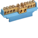 KM10N Brass terminal,  8x10mm² -2x16mm²(double drive), with mounting base,  Color: blue