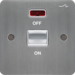 WFDP50NBSW 50A Double Pole Switch 1 Gang with LED Indicator Brushed Steel White Insert
