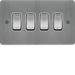WFPS42BSW 10AX 4 Gang 2 Way Wall Switch Brushed Steel White Insert