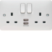 WMSS82USB 2 Gang Double Pole Switched Socket Complete With Twin USB Ports