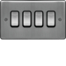 WRPS42BSB 10AX 4 Gang 2 Way Wall Switch Brushed Steel Black Insert