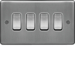 WRPS42BSW 10AX 4 Gang 2 Way Wall Switch Brushed Steel White Insert